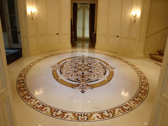 Round Style Marble Water-Jet Inlays