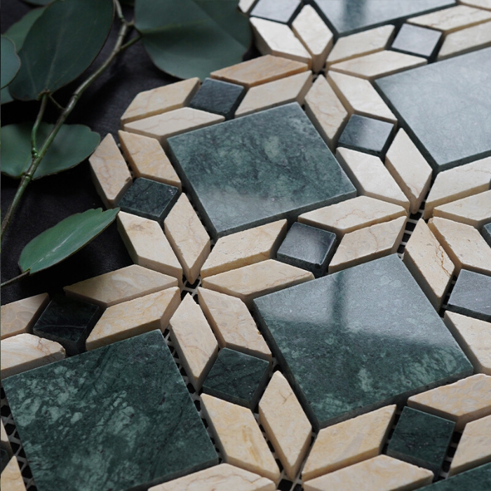 Roman Flower Green Marble Mosaic Tile