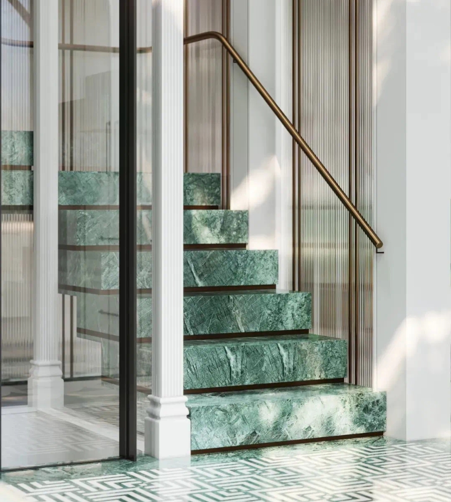 Elegant Marble Staircase with Spiral Design and Traditional Styles